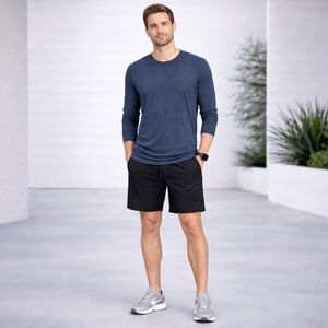 Lululemon 5 Year Basic Long Sleeve Workout Top Shirt Heathered Nautical Navy